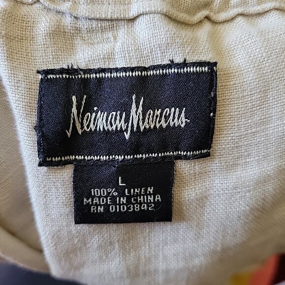 Neiman Marcus Linen Pull On Shorts Beige High Rise Lagenlook Minimalist Travel - Picture 9 of 11